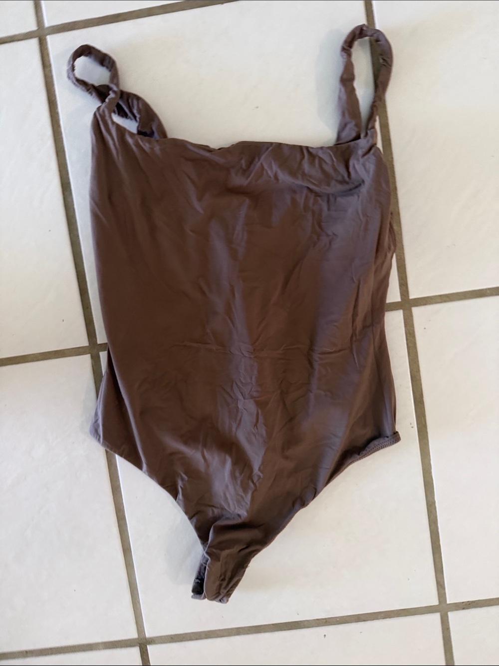 SKIMS Chocolate Brown Scoop-Neck Strap Bodysuit